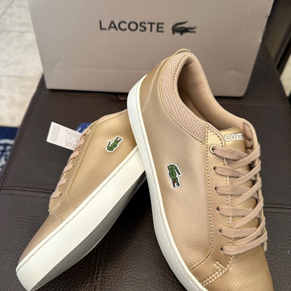 Lacoste Straightset Sneakers for girls in gold and offwhite - Picture 9 of 10